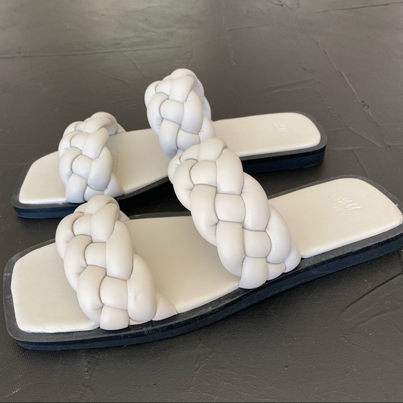 New H&M Sand Tan Braided Slides 8.5 / 40. - New With Tags - Picture 4 of 11